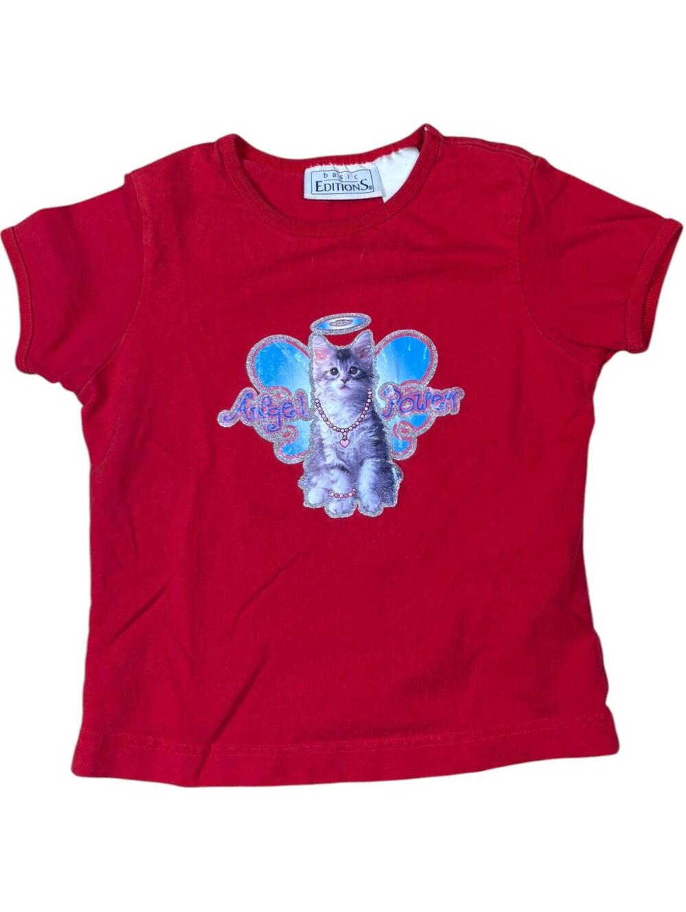 Angel Power Heart Kitty Y2K Baby Tee